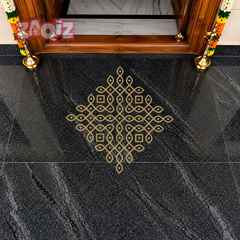 Diamond Pulli Kolam Floor Sticker for Elegant Indian Home Decor