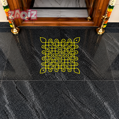 Sacred Square Kolam Vinyl Sticker for Elegant Home Floor Decoration