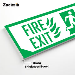 Zackzik Fire Exit Sign Boards – Easy to Read Safety Sticker