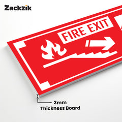 Zackzik Fire Exit Sign Boards – Safety Arrow Direction Sign