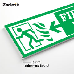 Zackzik Fire Exit Sign Boards – Quick Escape Direction Sign