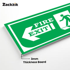 Zackzik Fire Exit Sign Boards – Emergency Exit Indication Label