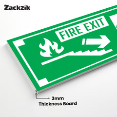 Zackzik Fire Exit Sign Boards – Safety Arrow Direction Sign