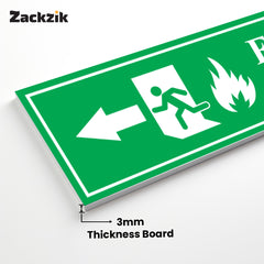 Zackzik Fire Exit Sign Boards – Emergency Escape Route Sign