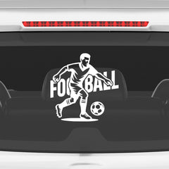 Football Silhouette Car Decal | Waterproof White Vinyl Sports Sticker
