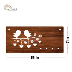 Love Birds and Hearts Decorative Wall Key Rack for Home