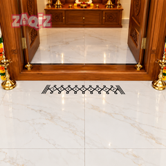 Diamond Weave Kolam Border Sticker for Elegant Door Entrance Decor