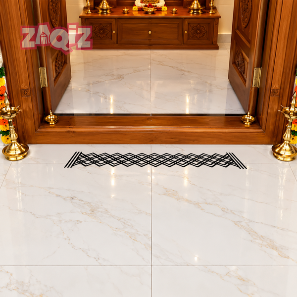 Woven Lattice Kolam Border Sticker for Elegant Home Entry Decor