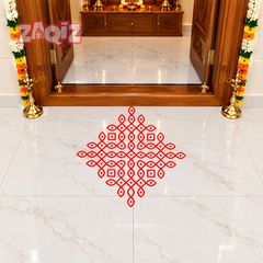 Diamond Pulli Kolam Floor Sticker for Elegant Indian Home Decor