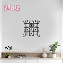 Sacred Square Kolam Vinyl Sticker for Elegant Home Floor Decoration