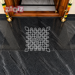 Sacred Square Kolam Vinyl Sticker for Elegant Home Floor Decoration