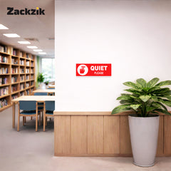Quiet Please Sign Sticker – Silent Zone Notice Sign