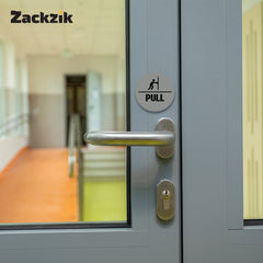 Pull Push Round Door Sign Stickers – Waterproof Vinyl Instruction Decals