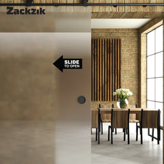 Sliding Door Instruction Sign with Arrow – Durable Waterproof Sticker
