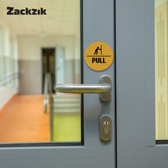 Pull Push Round Door Sign Stickers – Waterproof Vinyl Instruction Decals