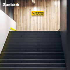 No Sitting on Stairs Warning Sticker – Safety Sign for Staircases