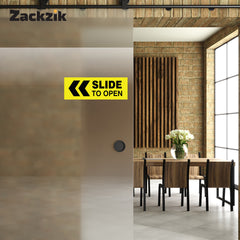 Slide To Open Door Sign Vinyl Sticker with Direction Arrow – Waterproof Self Adhesive for Glass, Office & Shop Doors