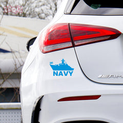 Bold Navy Sign for Safe Vehicle Travel