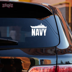 Bold Navy Shield Sticker for Vehicles