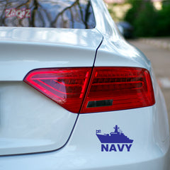 Bold Navy Sign for Safe Vehicle Travel