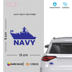 Bold Navy Sign for Safe Vehicle Travel