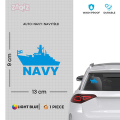Bold Navy Sign for Safe Vehicle Travel