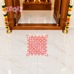 Sacred Square Kolam Vinyl Sticker for Elegant Home Floor Decoration