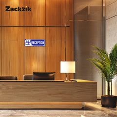 Zackzik Reception Sign Boards – Clear Vinyl Sign for Office, Hotel & Front Desk Direction