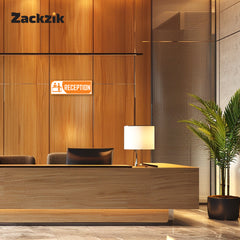 Zackzik Reception Sign Boards – Clear Vinyl Sign for Office, Hotel & Front Desk Direction