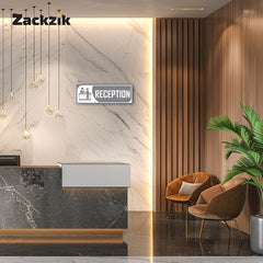 Zackzik Reception Sign Boards – Clear Vinyl Sign for Office, Hotel & Front Desk Direction