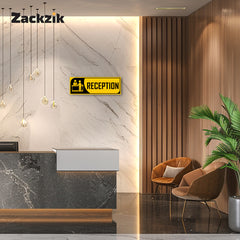 Zackzik Reception Sign Boards – Clear Vinyl Sign for Office, Hotel & Front Desk Direction