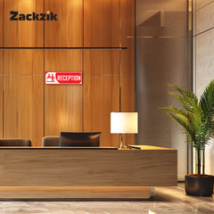 Zackzik Reception Sign Boards – Clear Vinyl Sign for Office, Hotel & Front Desk Direction