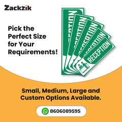 Zackzik Reception Sign Boards – Clear Vinyl Sign for Office, Hotel & Front Desk Direction