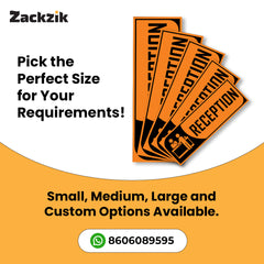 Zackzik Reception Sign Boards – Clear Vinyl Sign for Office, Hotel & Front Desk Direction