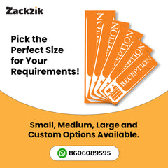 Zaqiz Reception Sign Boards – Self-Adhesive Door & Wall Signage for Easy Identification
