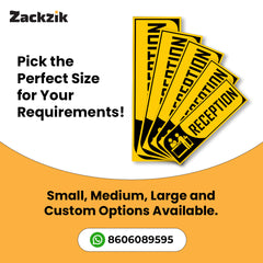 Zackzik Reception Sign Boards – Clear Vinyl Sign for Office, Hotel & Front Desk Direction