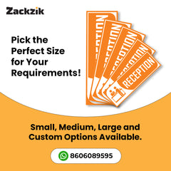 Zackzik Reception Sign Boards – Clear Vinyl Sign for Office, Hotel & Front Desk Direction