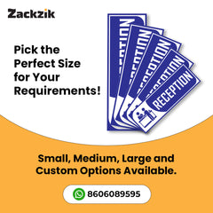 Zackzik Reception Sign Boards – Clear Vinyl Sign for Office, Hotel & Front Desk Direction