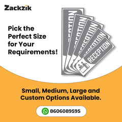 Zackzik Reception Sign Boards – Clear Vinyl Sign for Office, Hotel & Front Desk Direction
