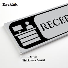 Zaqiz Reception Sign Boards – Self-Adhesive Door & Wall Signage for Easy Identification