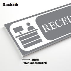 Zaqiz Reception Sign Boards – Self-Adhesive Door & Wall Signage for Easy Identification