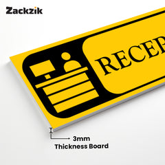 Zaqiz Reception Sign Boards – Self-Adhesive Door & Wall Signage for Easy Identification