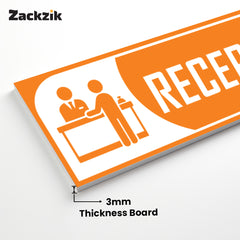Zackzik Reception Sign Boards – Clear Vinyl Sign for Office, Hotel & Front Desk Direction
