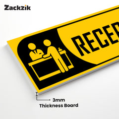 Zackzik Reception Sign Boards – Clear Vinyl Sign for Office, Hotel & Front Desk Direction