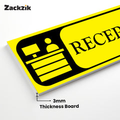 Zaqiz Reception Sign Boards – Self-Adhesive Door & Wall Signage for Easy Identification