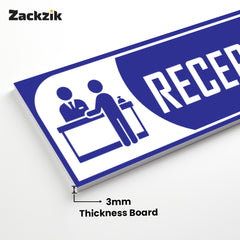 Zackzik Reception Sign Boards – Clear Vinyl Sign for Office, Hotel & Front Desk Direction