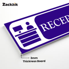 Zaqiz Reception Sign Boards – Self-Adhesive Door & Wall Signage for Easy Identification