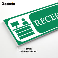 Zaqiz Reception Sign Boards – Self-Adhesive Door & Wall Signage for Easy Identification