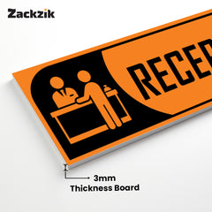 Zackzik Reception Sign Boards – Clear Vinyl Sign for Office, Hotel & Front Desk Direction