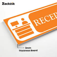 Zaqiz Reception Sign Boards – Self-Adhesive Door & Wall Signage for Easy Identification